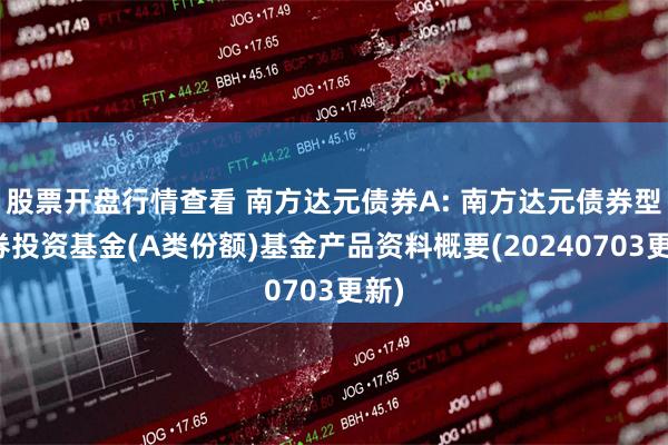 股票开盘行情查看 南方达元债券A: 南方达元债券型证券投资基金(A类份额)基金产品资料概要(20240703更新)